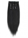 Hochwertiges Remy Echthaar Clip In Extensions 140 g 50 cm schwarz 1 glatt