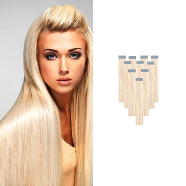 Tape on Extensions 10er Tressen blond glatt