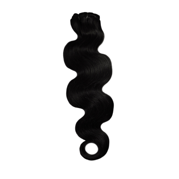 Clip in Extensions schwarz gewellt