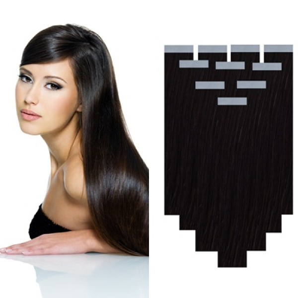 Tape Extensions 30er Tressen schwarzbraun glatt