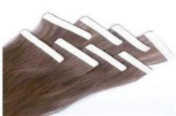 Echthaar Tape on Extensions 50 cm lang dunkelbraun (30 Stück) 100 g Glatt